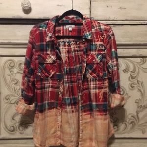 Handmade dip dyed boyfriend flannel